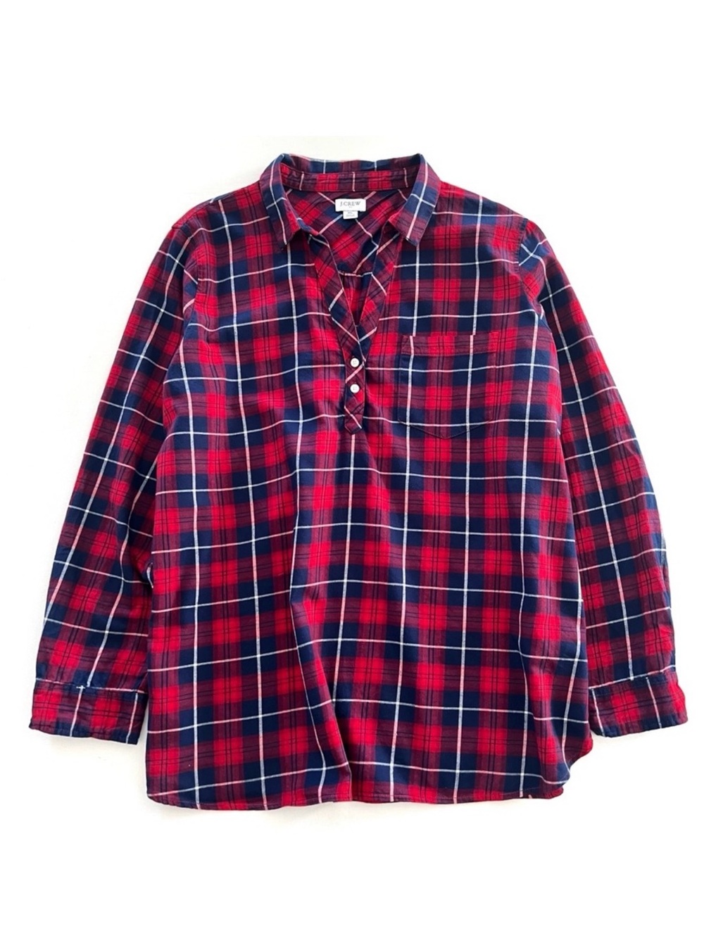 J. Crew Factory Plaid Flannel Popover Tunic Size XL